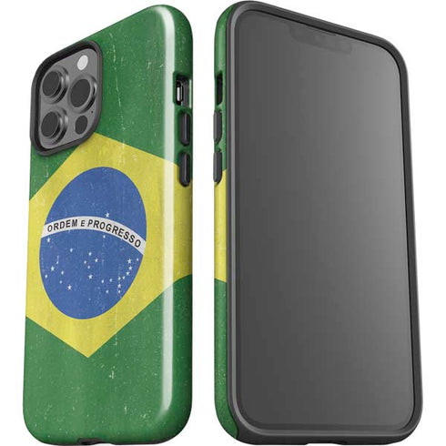 Brazil Flag Distressed iPhone 13 Pro Max Impact Case